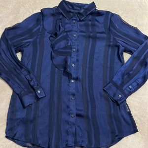 Beautiful Shadow Stripe Blue Banana Republic Dillon Button Up Shirt Size Large